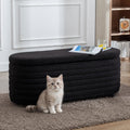 45.5" Storage Teddy Ottoman Bench Upholstered Fabric Bench Hidden Storage Chest with Slow-Close Safety Hinge for Bedroom, Living Room, Entryway, White
