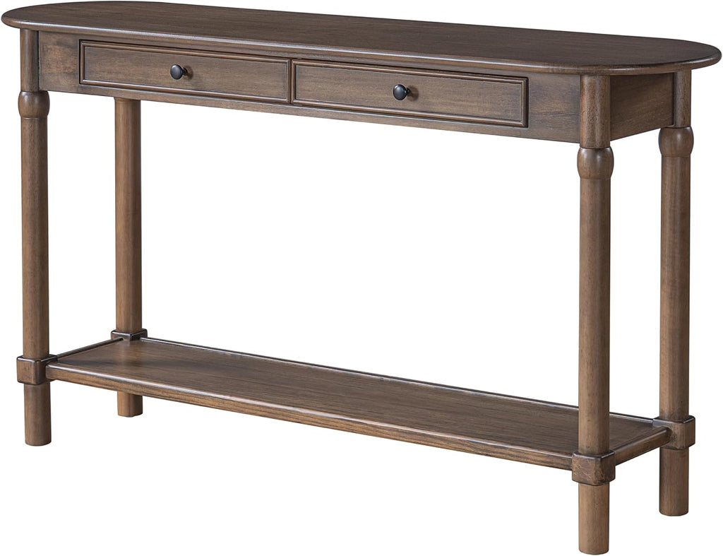 Merax 59.5" Console Table with 2 Drawers and Shelf, Walnut