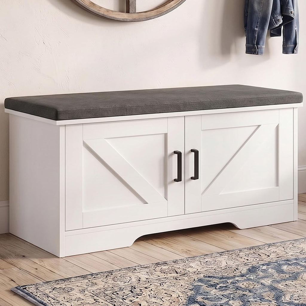 NEWBULIG Shoe Bench with Storage for Entryway, 39.4" Shoe Storage Bench