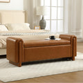 CIMOTA Modern Storage Ottoman Bench, 58” Large Upholstered Storage Bench with Armrests, Boucle Fabric Bedroom End of Bed Bench-Comfy Padded Footstool for Living Room, Entryway, White