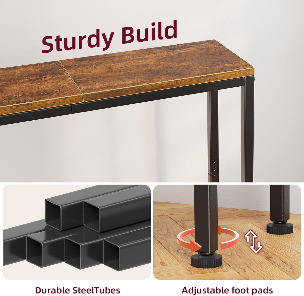Simple Trending Console Table, 32" Sofa Table with Storage Shelf, Narrow Entryway Table, for Hallway, Behind The Couch, Living Room, Rustic Brown