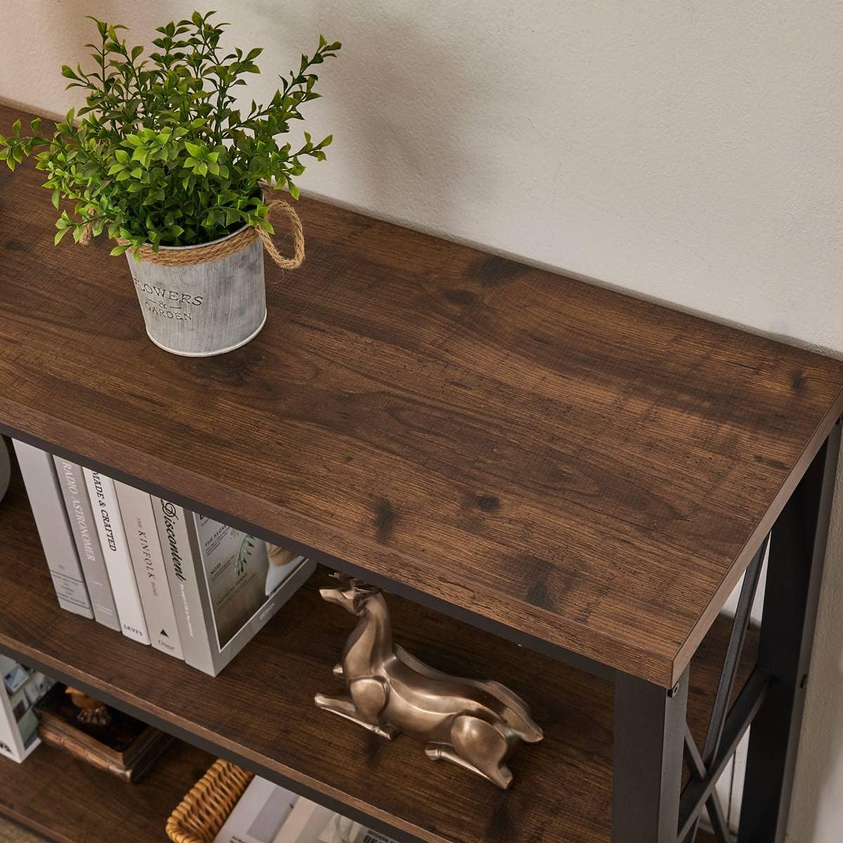 BON AUGURE 47” Narrow Console Table, 3 Tier Sofa Table Behind Couch, Rustic