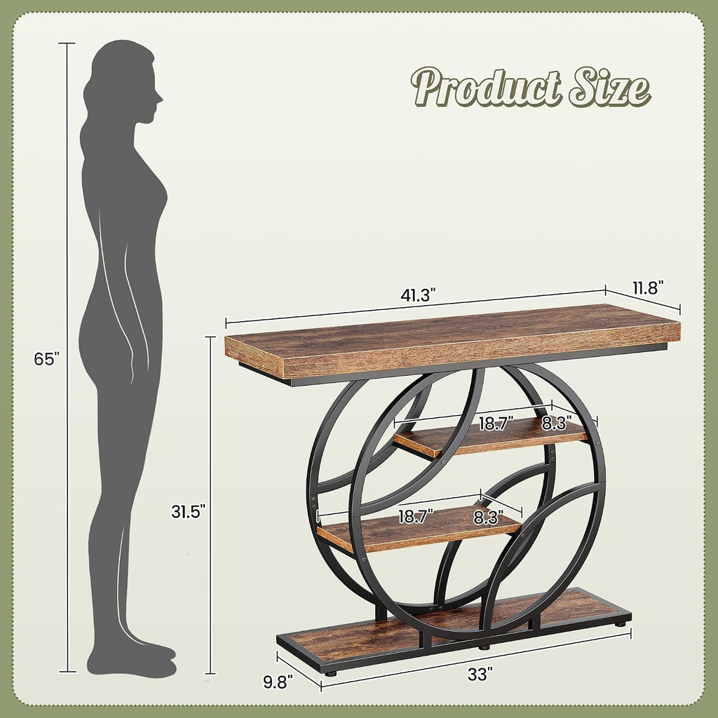 Huuger 41.3 Inch Entryway Table with Artistic Curved Metal Frame,Sofa Table