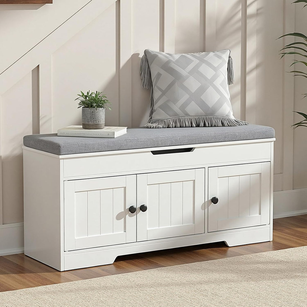 HOOBRO 39.4" Long Entryway Bench with Flip-Top Storage