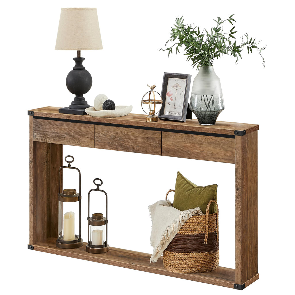 VASAGLE 63" Console Table with 3 Drawers, Entryway Table, Bottom Shelf