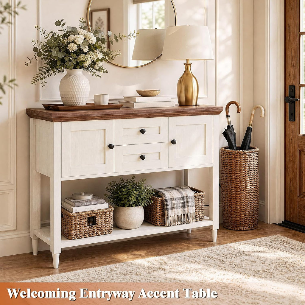 Unikito 41.7" Console Table with Outlets, Farmhouse Entryway Table