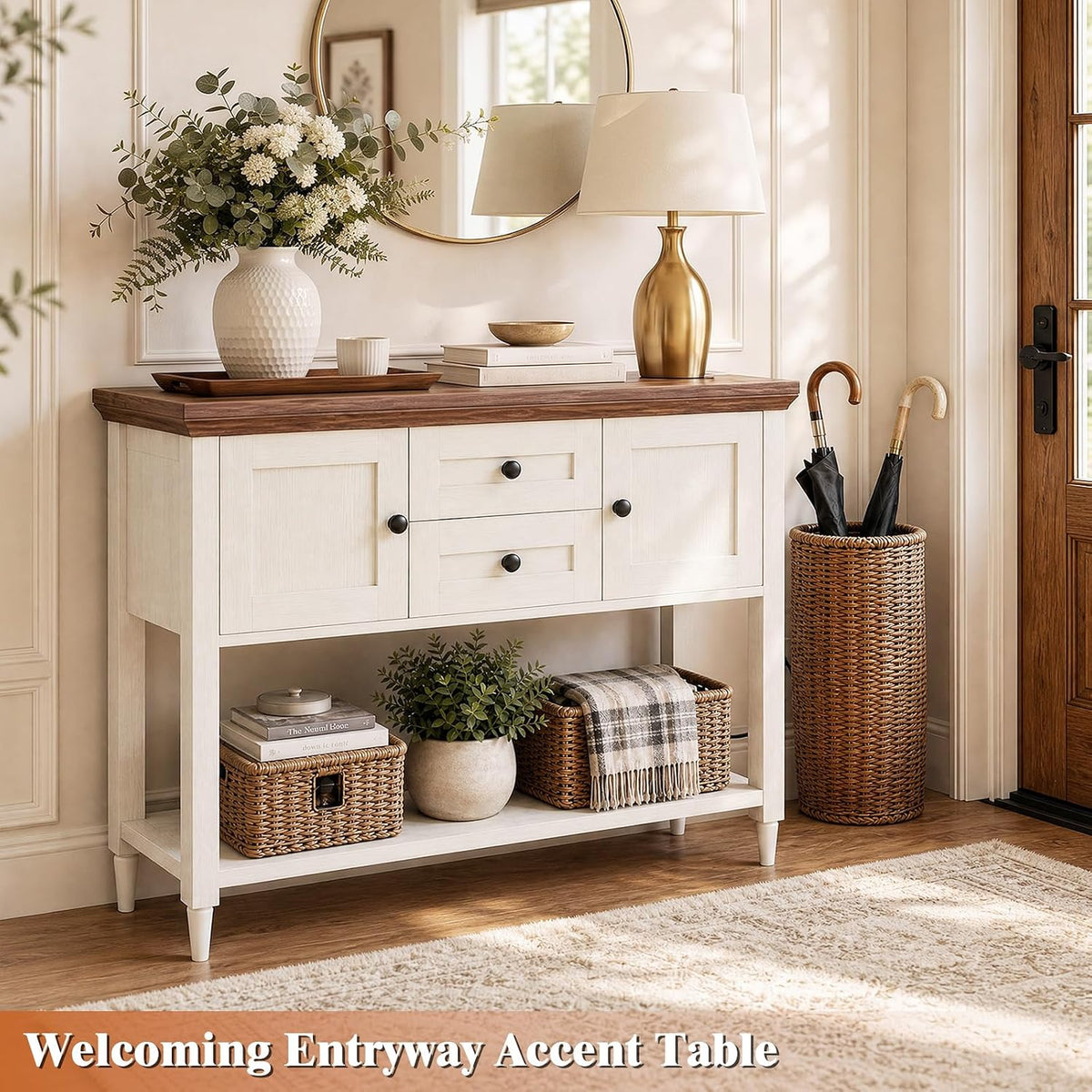 Unikito 41.7" Console Table with Outlets, Farmhouse Entryway Table