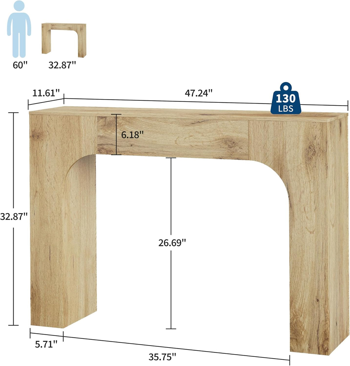 47" Long Console Table,Narrow Entryway Table, Wood Sofa Table Behind The Couch,TV Stand,Farmhouse Entry Way Tables for Entrance,Hallway,Foyer,Living Room