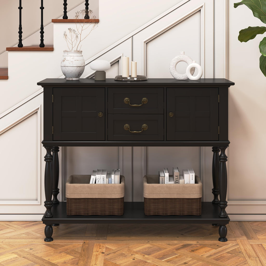 42 inch Entryway Table with Drawers, Farmhouse Console Table