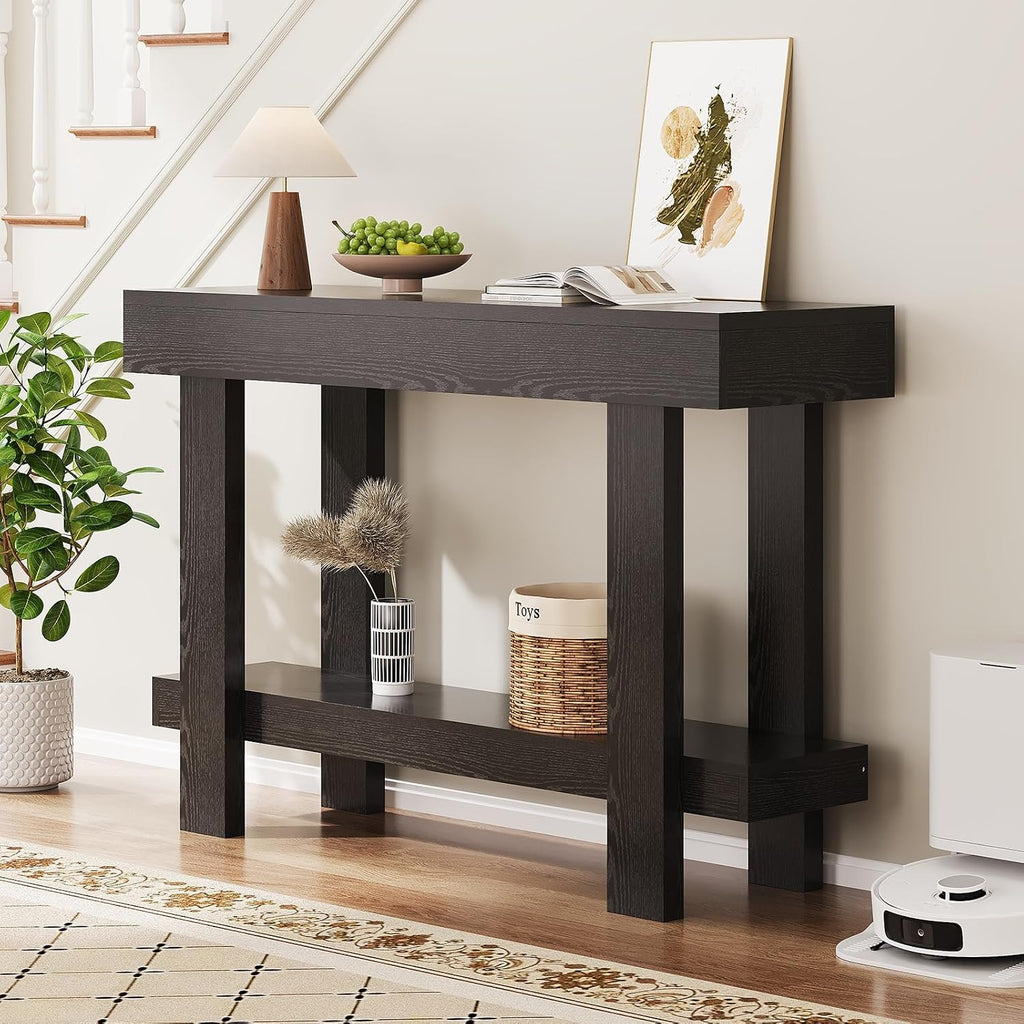 Console Table for Entryway, 47.2" Narrow Farmhouse Sofa Table Black