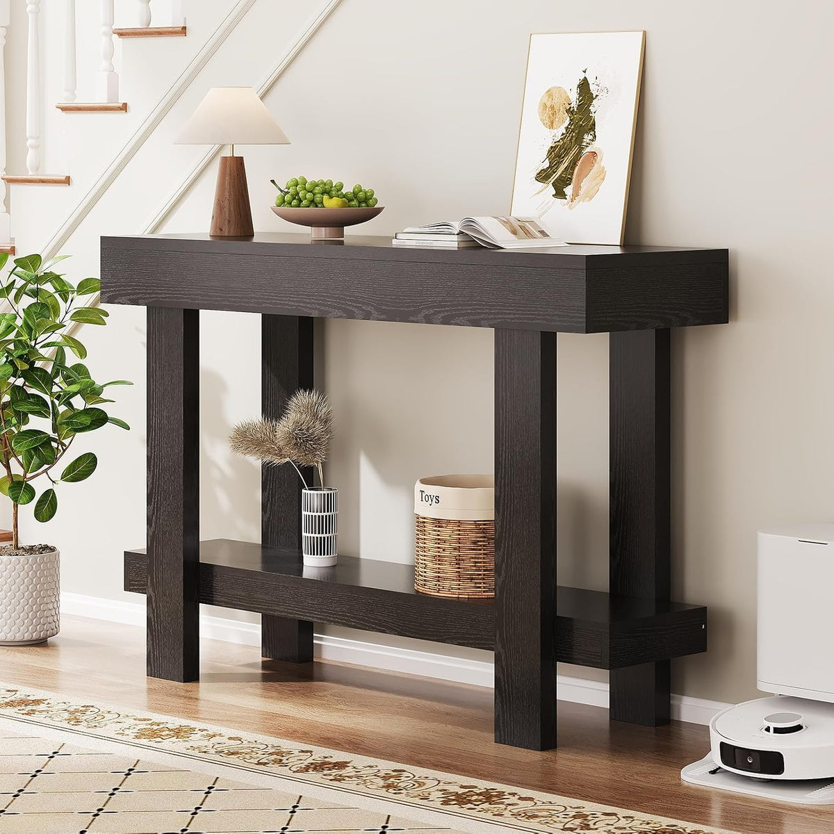 Console Table for Entryway, 47.2" Narrow Farmhouse Sofa Table Black