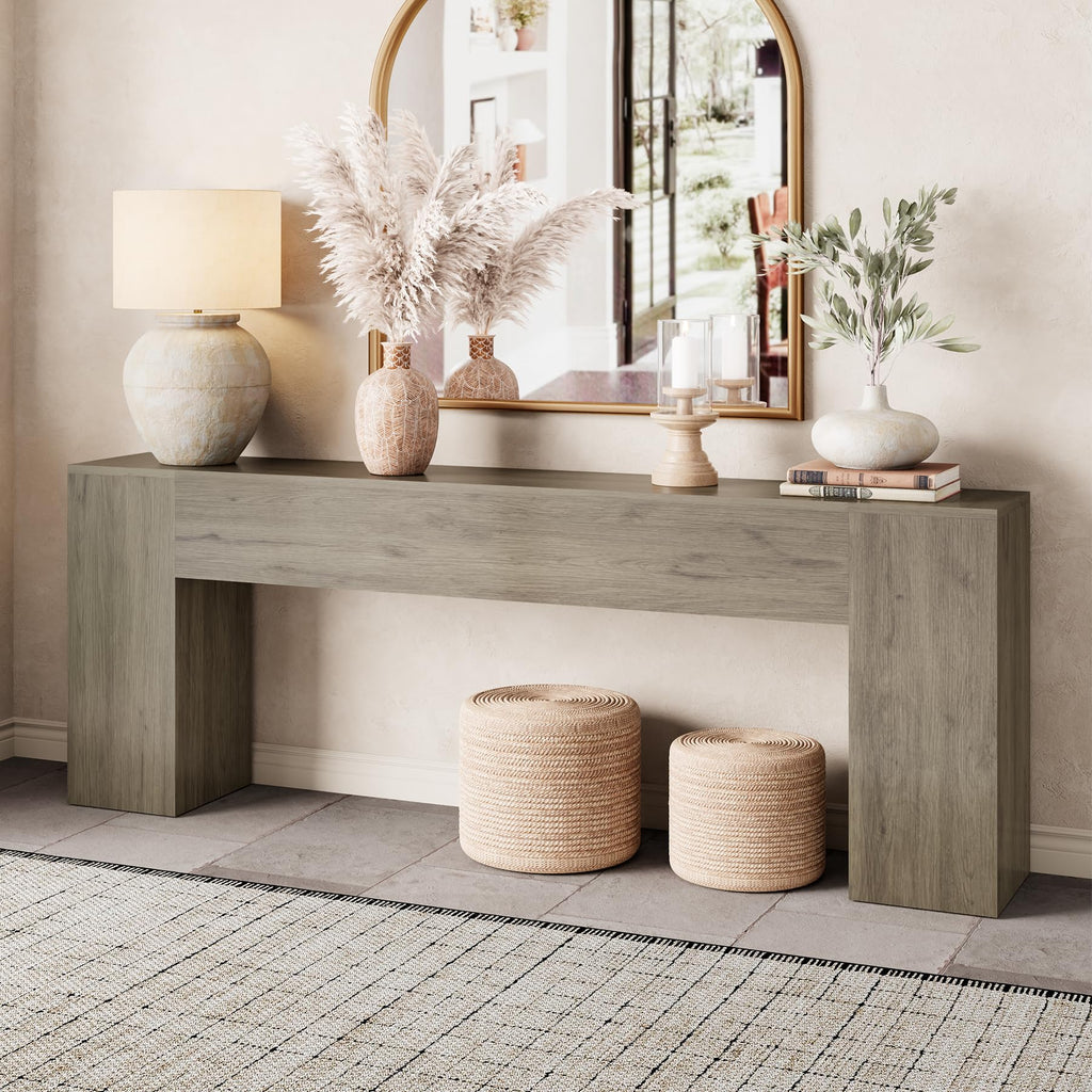 Epecoya Extra Long Console Tables for Entryway 86-Inch, Natural Oak Brown