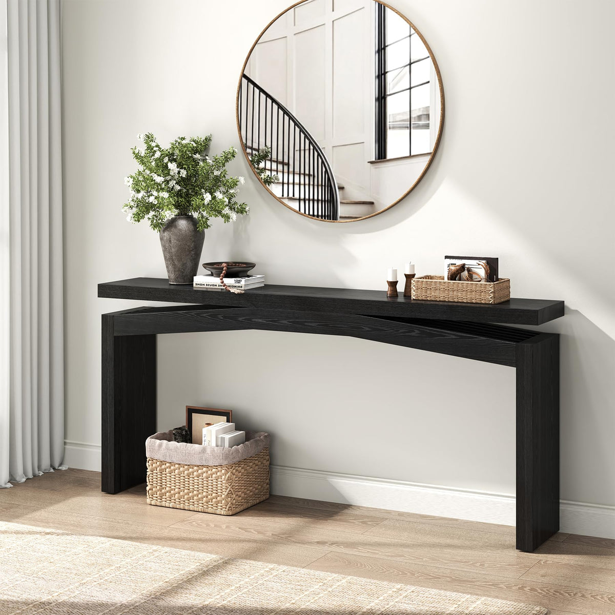 Epecoya Console Tables for Entryway 63-Inch, Natural Brown