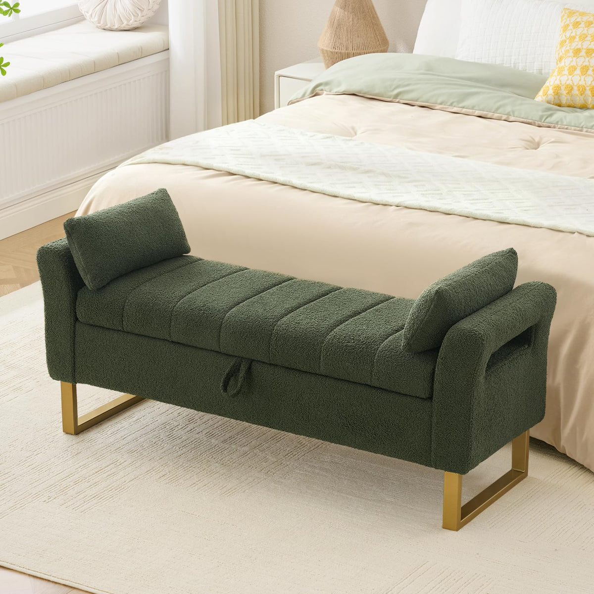 66" King Size Storage Bench for Bedroom End of Bed Benches with Storage