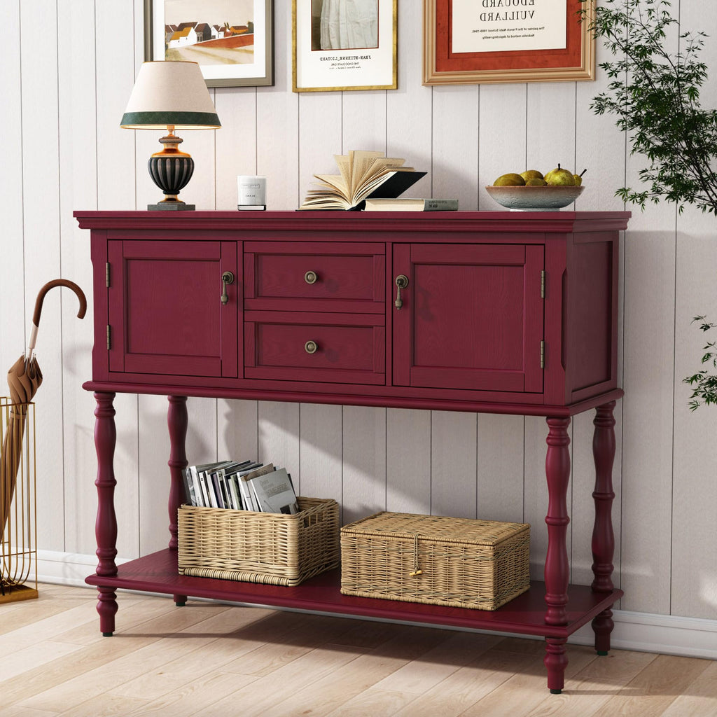 ARTPOWER Console Table with 2 Drawers, Retro Entryway Table with 2 Door