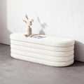 GLAXYFUR Storage Ottoman Bench, 43" Entryway Shoe Seat, Sherpa White