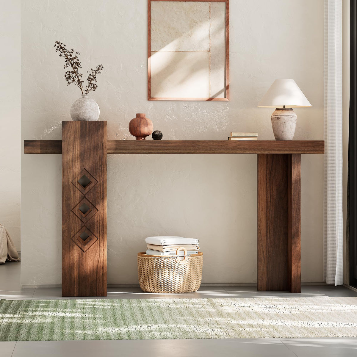 S.E.C.D 63" Modern Decorative Entryway Table, Long Wooden Accent Sofa Table