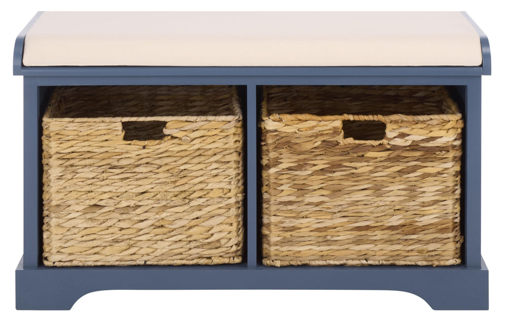 SAFAVIEH Freddy Wood Storage Bench, 33" Farmhouse Vintage White AMH5736D