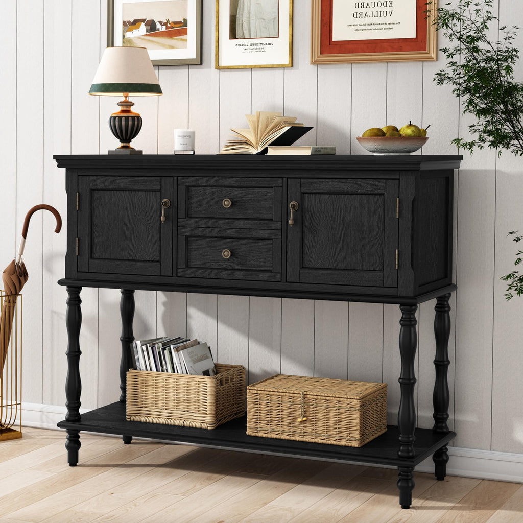 ARTPOWER Console Table with 2 Drawers, Retro Entryway Table with 2 Door