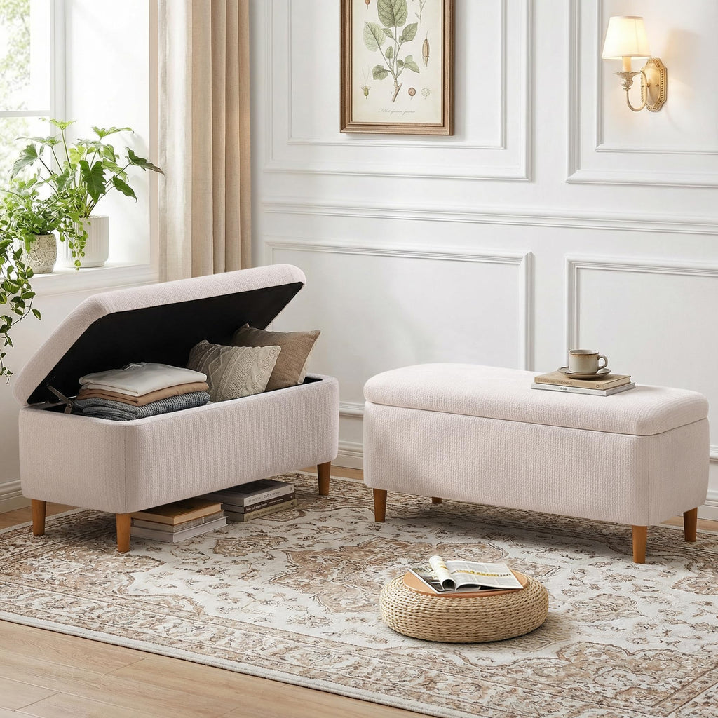 39.4" Ottoman with Storage Upholstered Storage Bench for Living Room