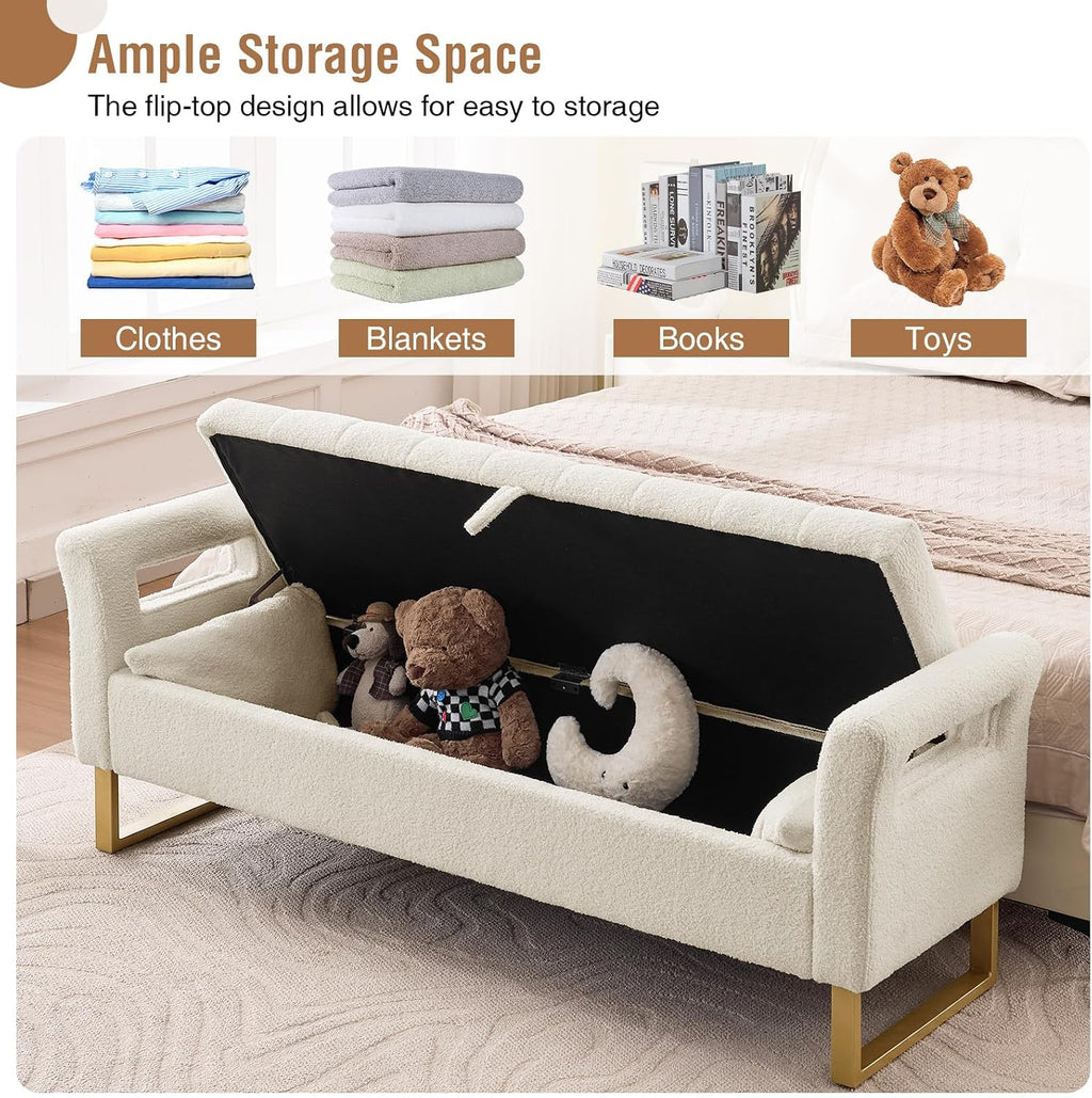 66" King Size Storage Bench for Bedroom End of Bed Benches with Storage