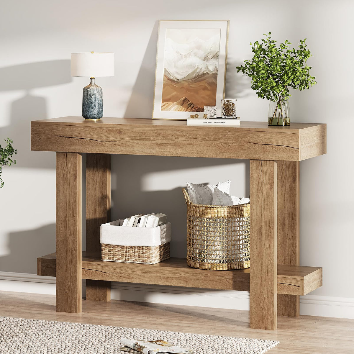Console Table for Entryway, 47.2" Narrow Farmhouse Sofa Table Black