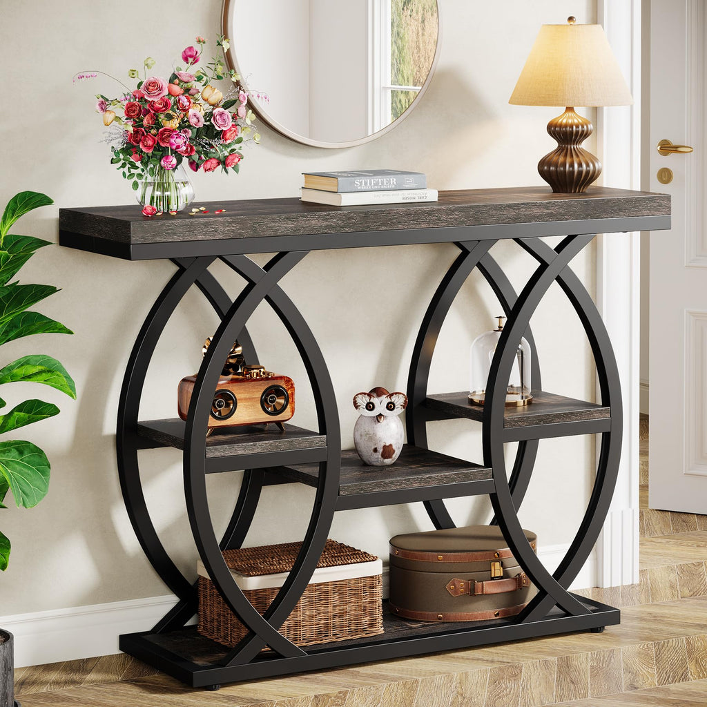 Tribesigns 39.4" Console Table, 4-Tier Sofa Table, Accent Tables, Grey