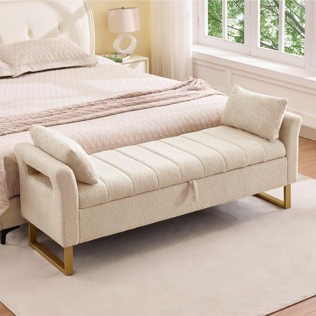 66" King Size Storage Bench for Bedroom End of Bed Benches with Storage