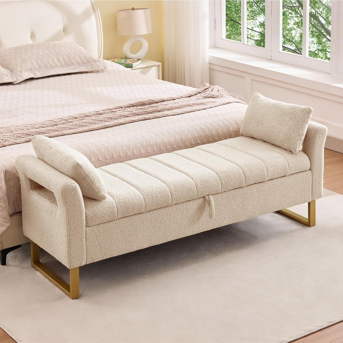 66" King Size Storage Bench for Bedroom End of Bed Benches with Storage
