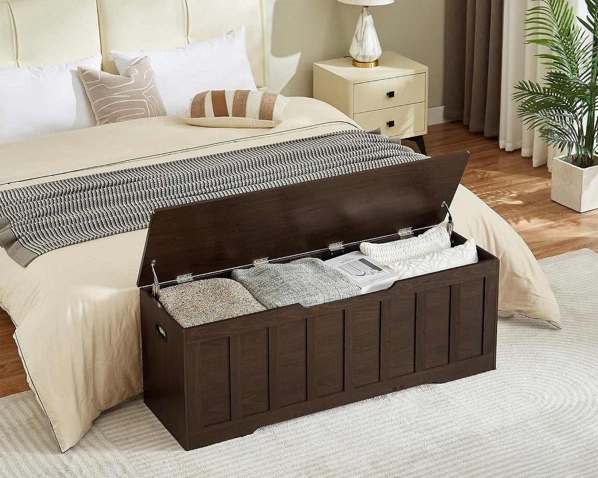 VANKILEY 51.2" Storage Chest Extra Large,Wooden Storage Bench(Espresso)