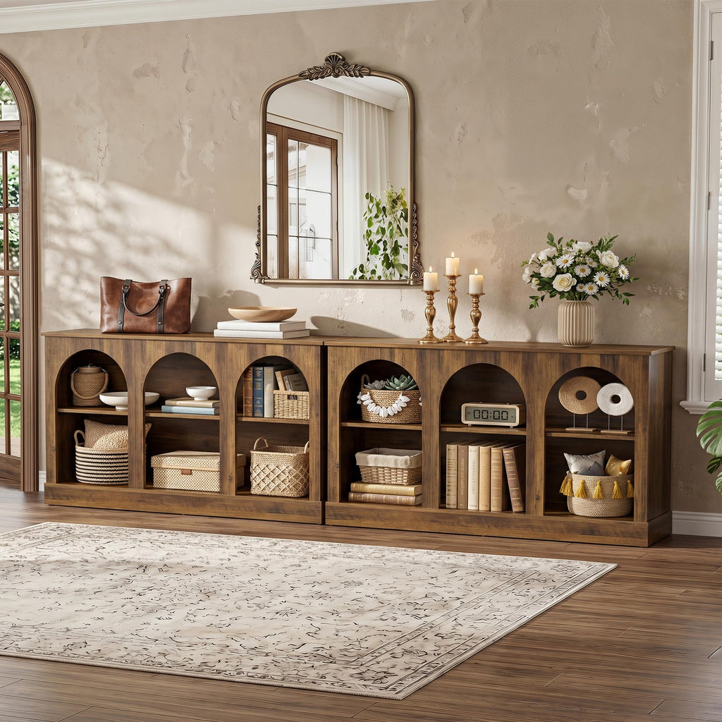 Tribesigns Black Console Table with Storage, 63" Long Arched Entryway Table