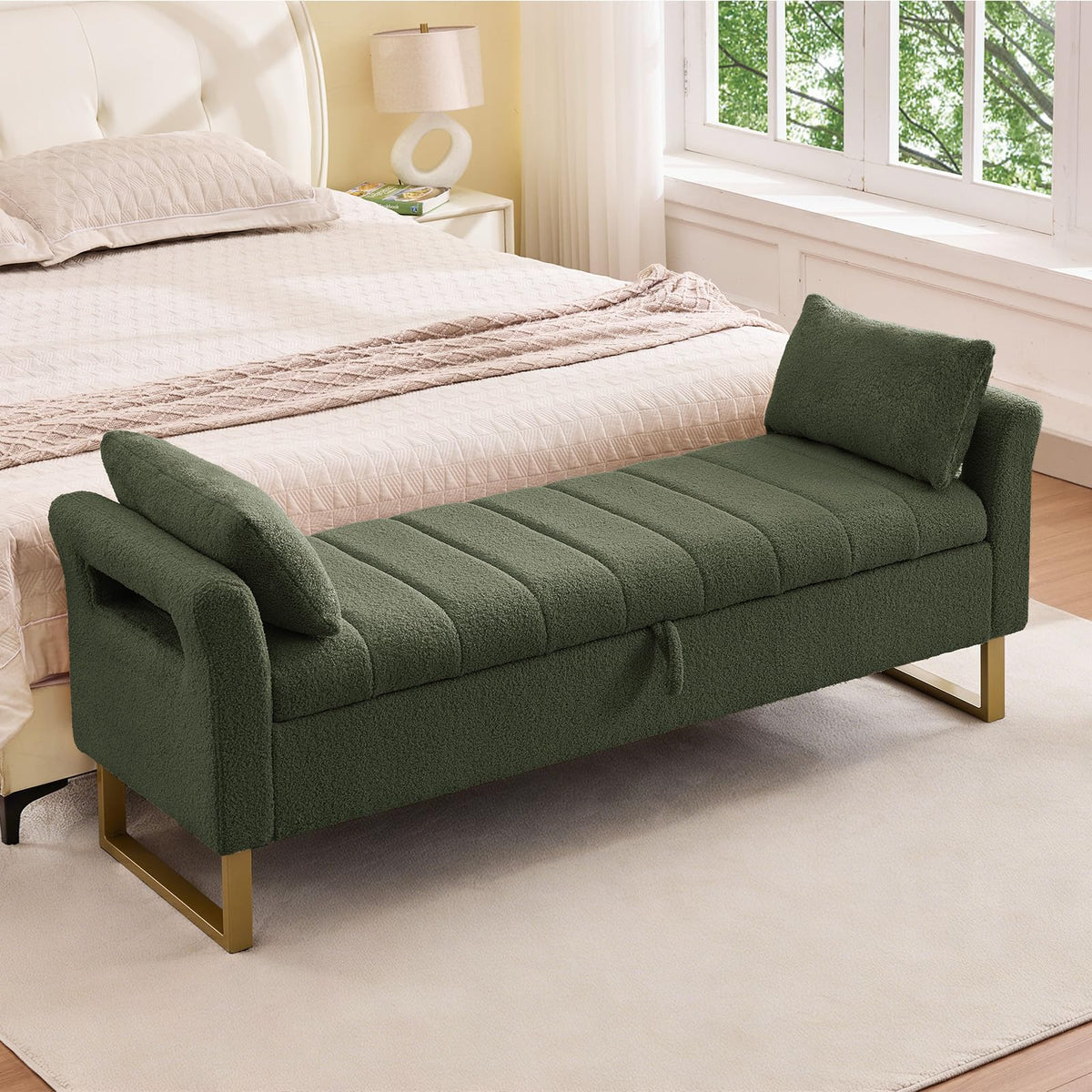 66" King Size Storage Bench for Bedroom End of Bed Benches with Storage
