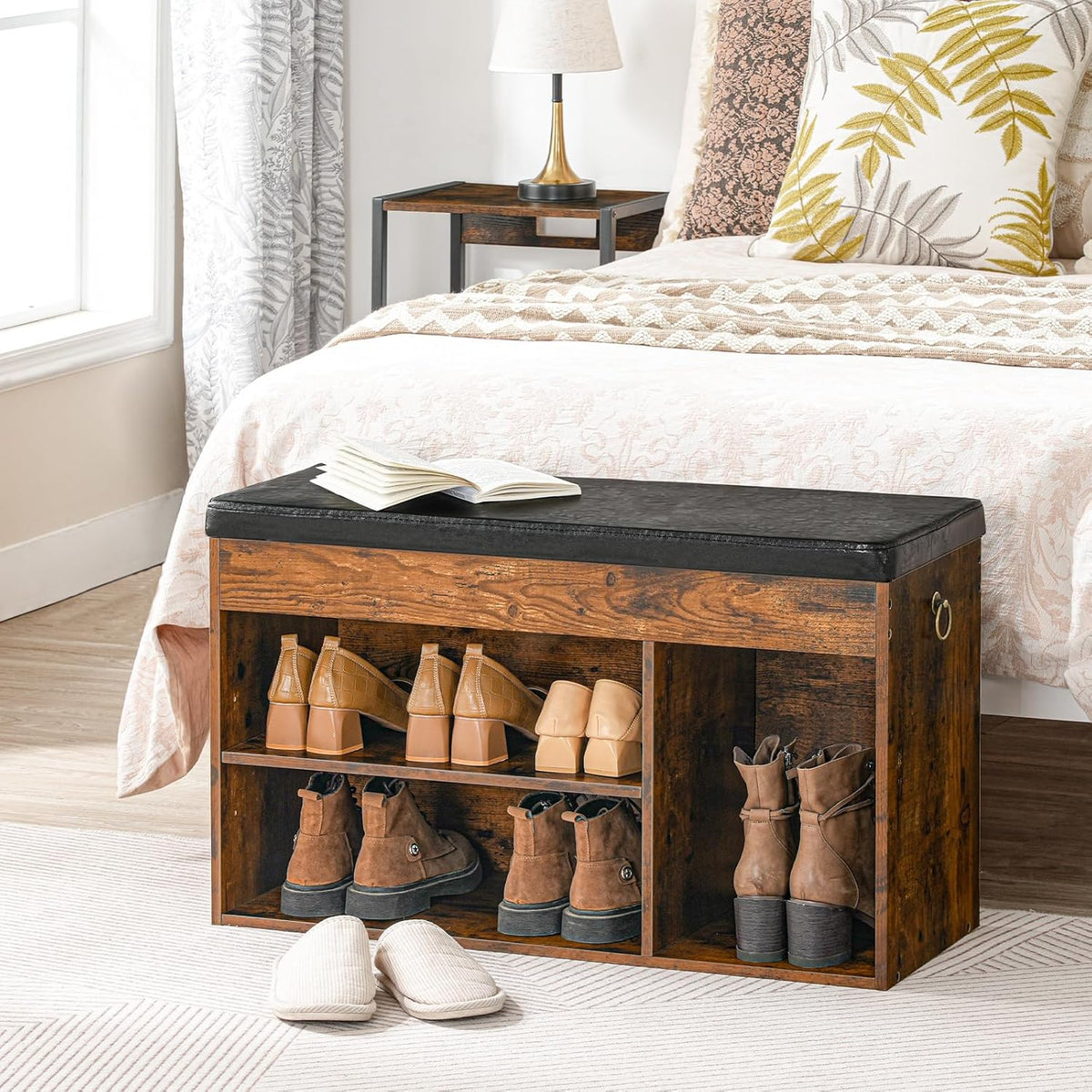 HOOBRO Shoe Storage Bench with Cushion, 32.3" Entryway Bench
