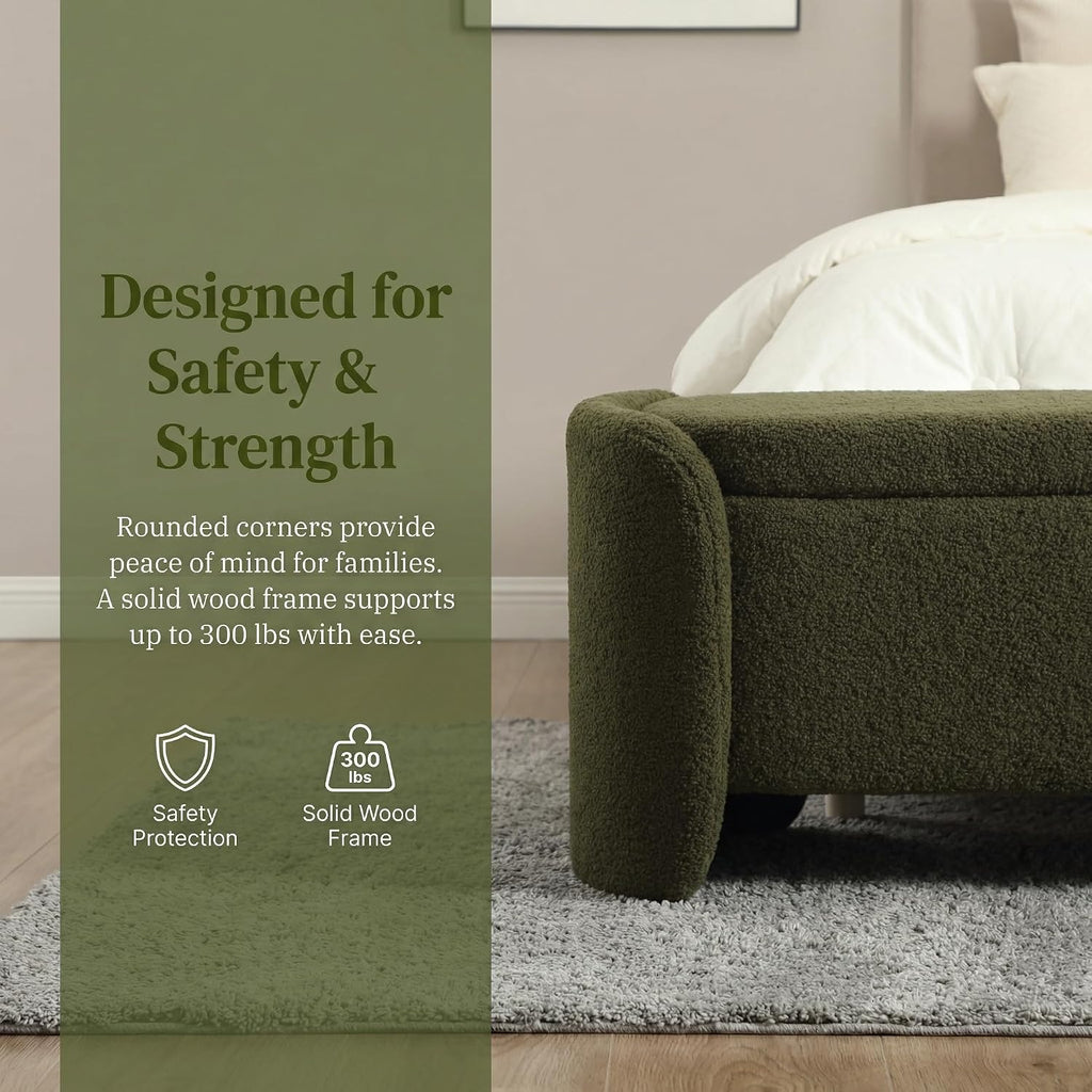 LukeAlon 50 inch Storage Ottoman Bench, Christmas Tree Green