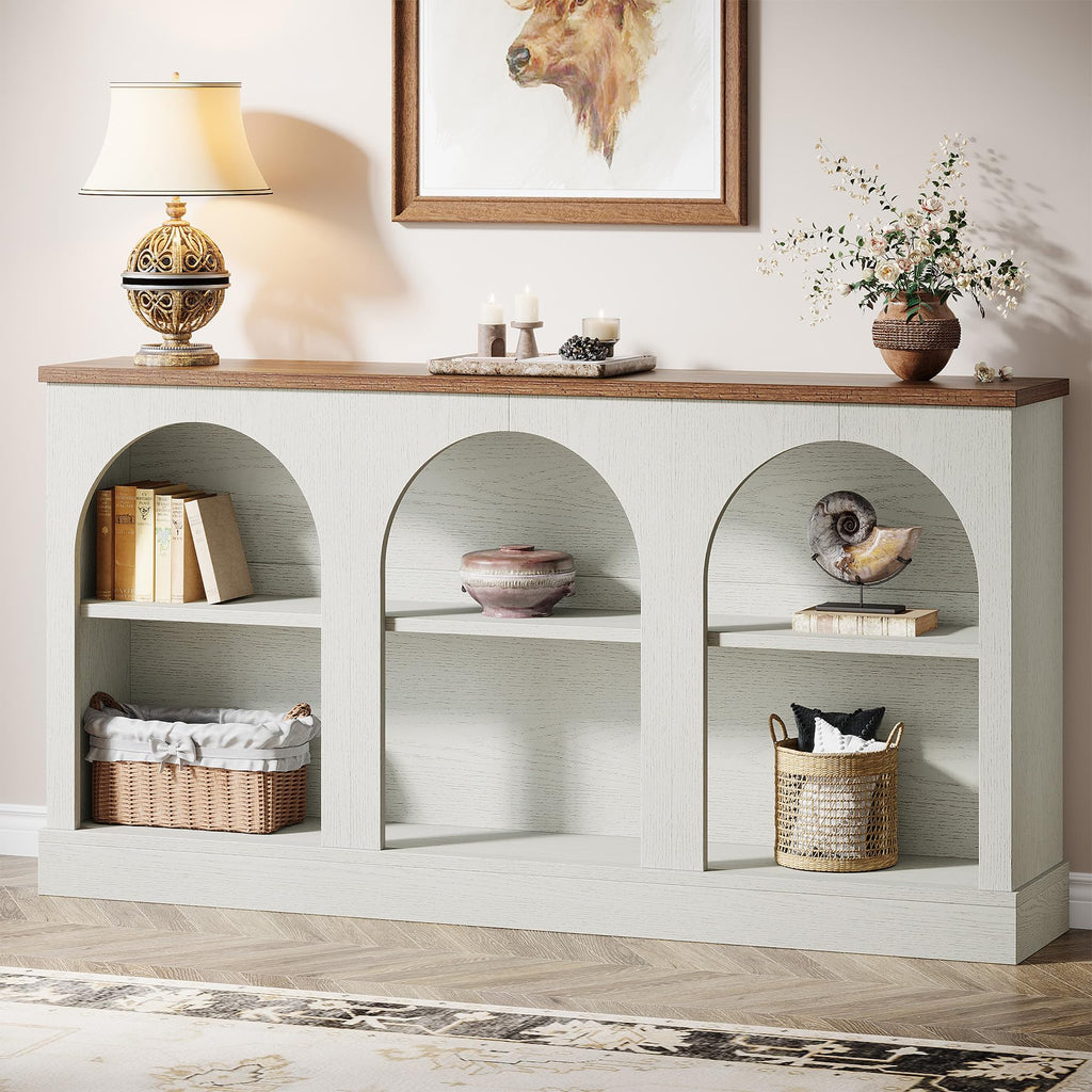 Tribesigns Black Console Table with Storage, 63" Long Arched Entryway Table