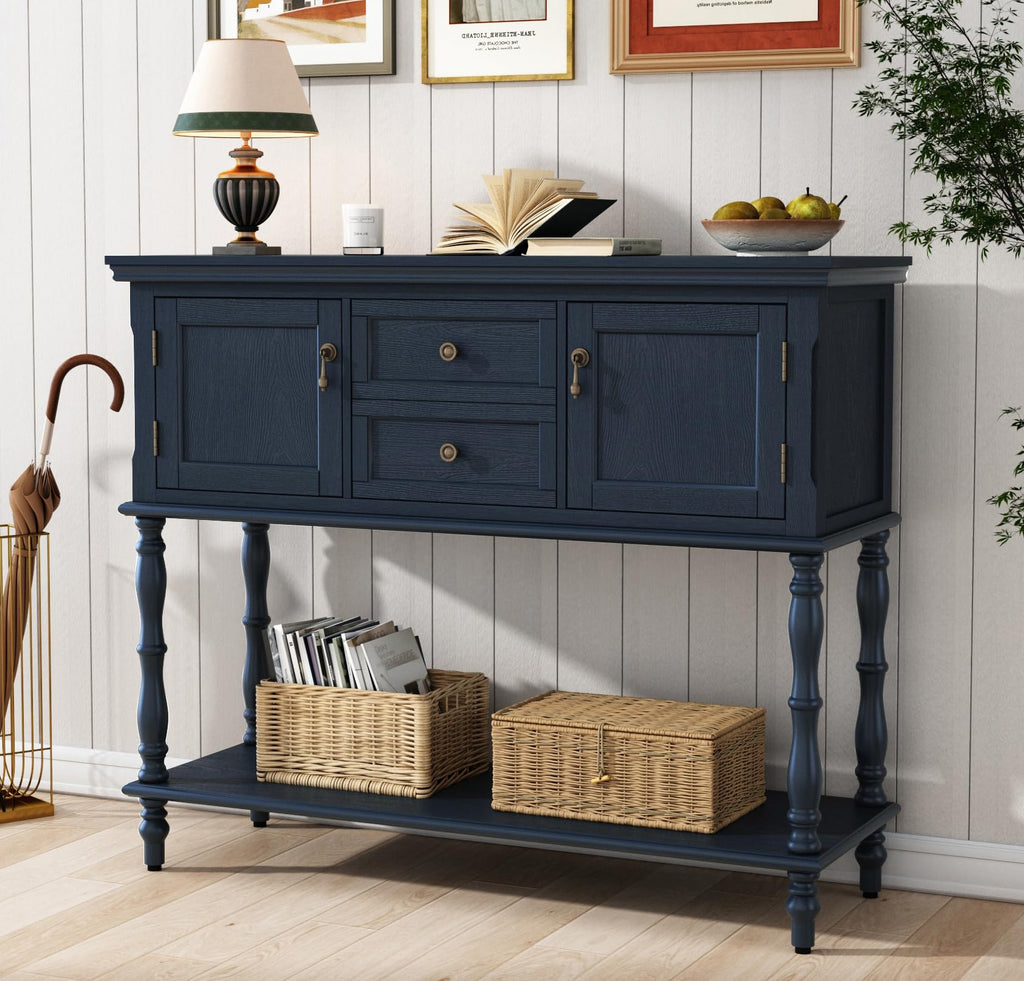 ARTPOWER Console Table with 2 Drawers, Retro Entryway Table with 2 Door