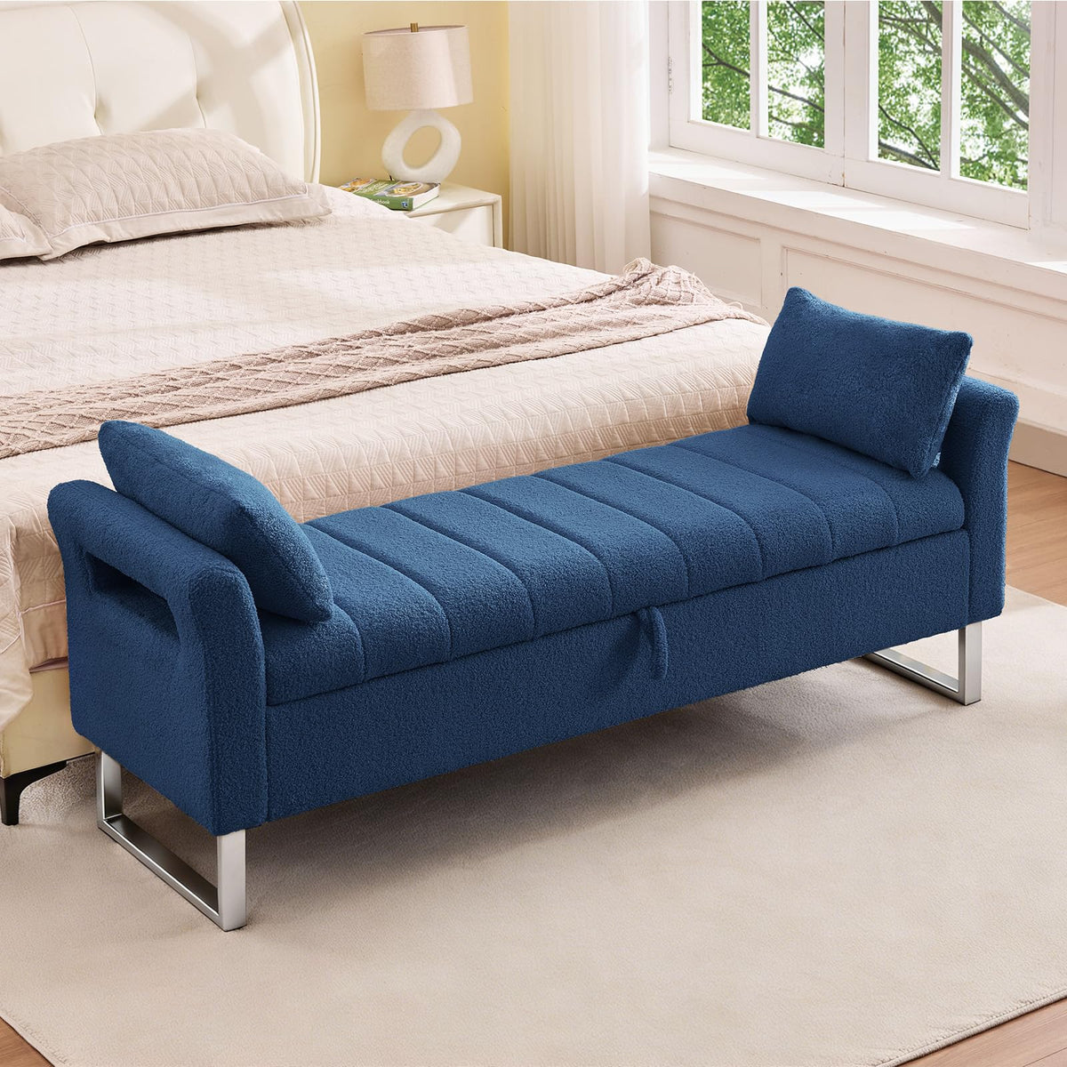 66" King Size Storage Bench for Bedroom End of Bed Benches with Storage