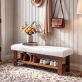 42.5" Solid Wood Storage Bench, 2-Tier Entryway Bench