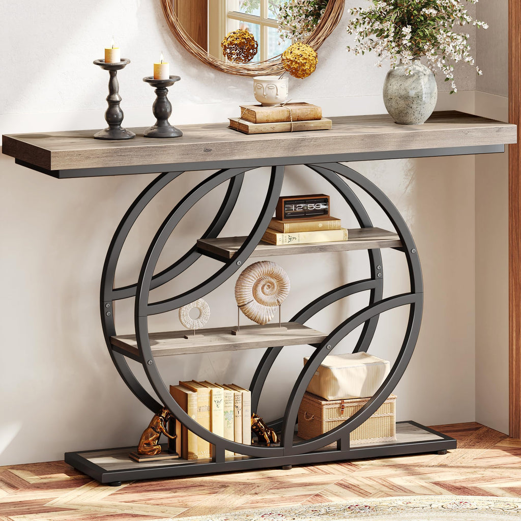 Huuger 41.3 Inch Entryway Table with Artistic Curved Metal Frame,Sofa Table
