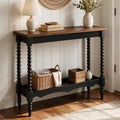 YOSHOOT 2-Tier Console Table, Entryway Table with 2 Shelves, Sofa Table for Living Room, Hallway,Black Brown