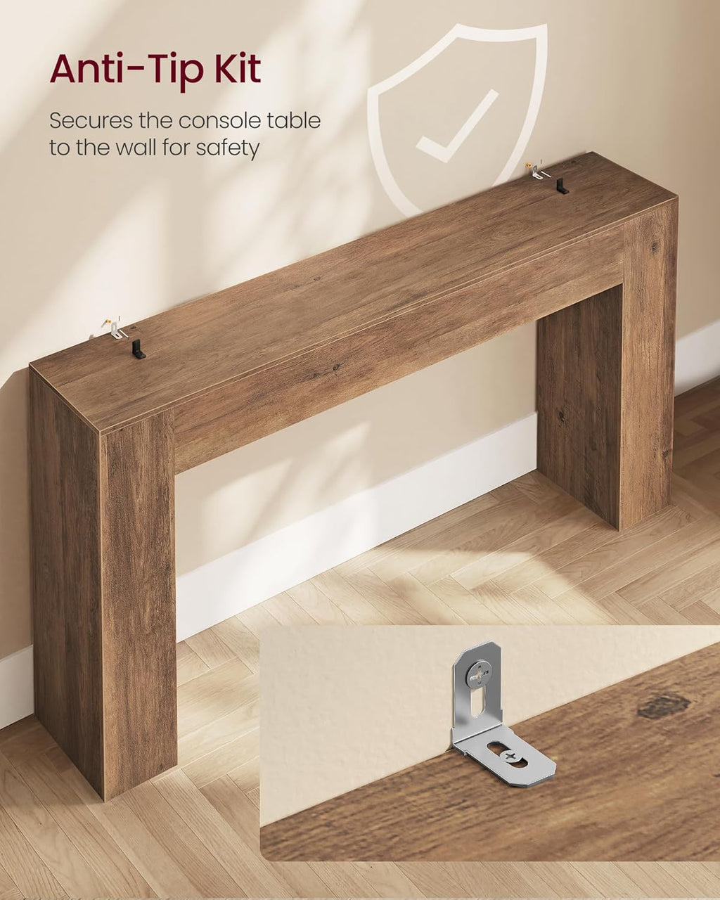 VASAGLE 63 Inches Entryway Table, Thick Tabletop Console Table, Farmhouse