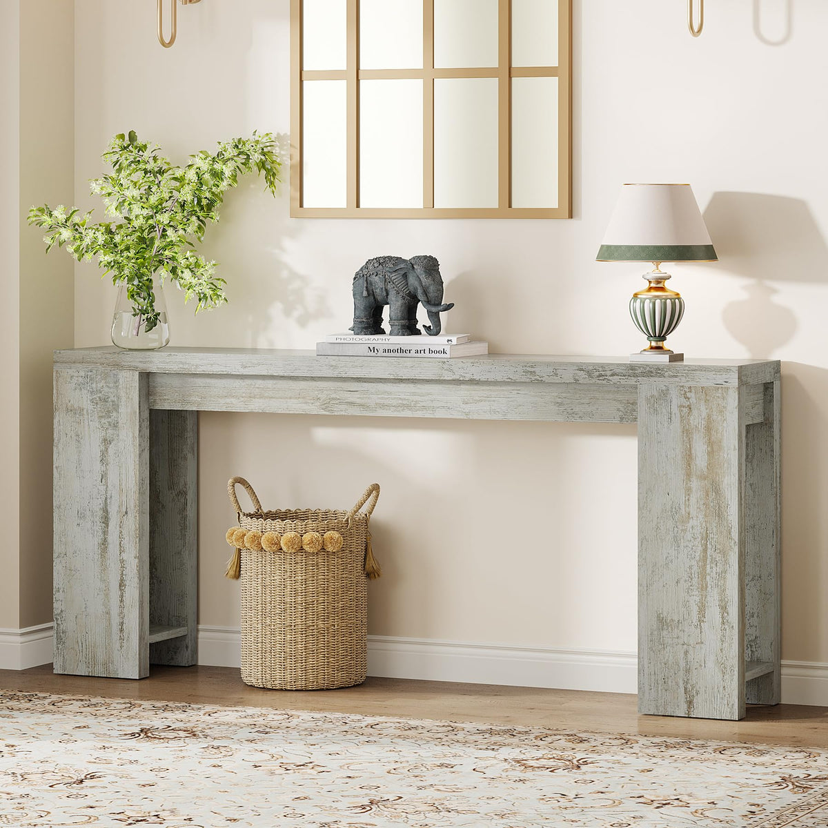 Tribesigns 70.9-Inch Console Table, Farmhouse Sofa Table Behind Couch, Narrow Entryway Table for Living Room, Hallway, Foyer, Light Brown