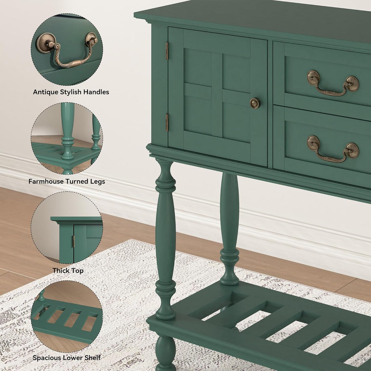 42 inch Entryway Table with Drawers, Farmhouse Console Table