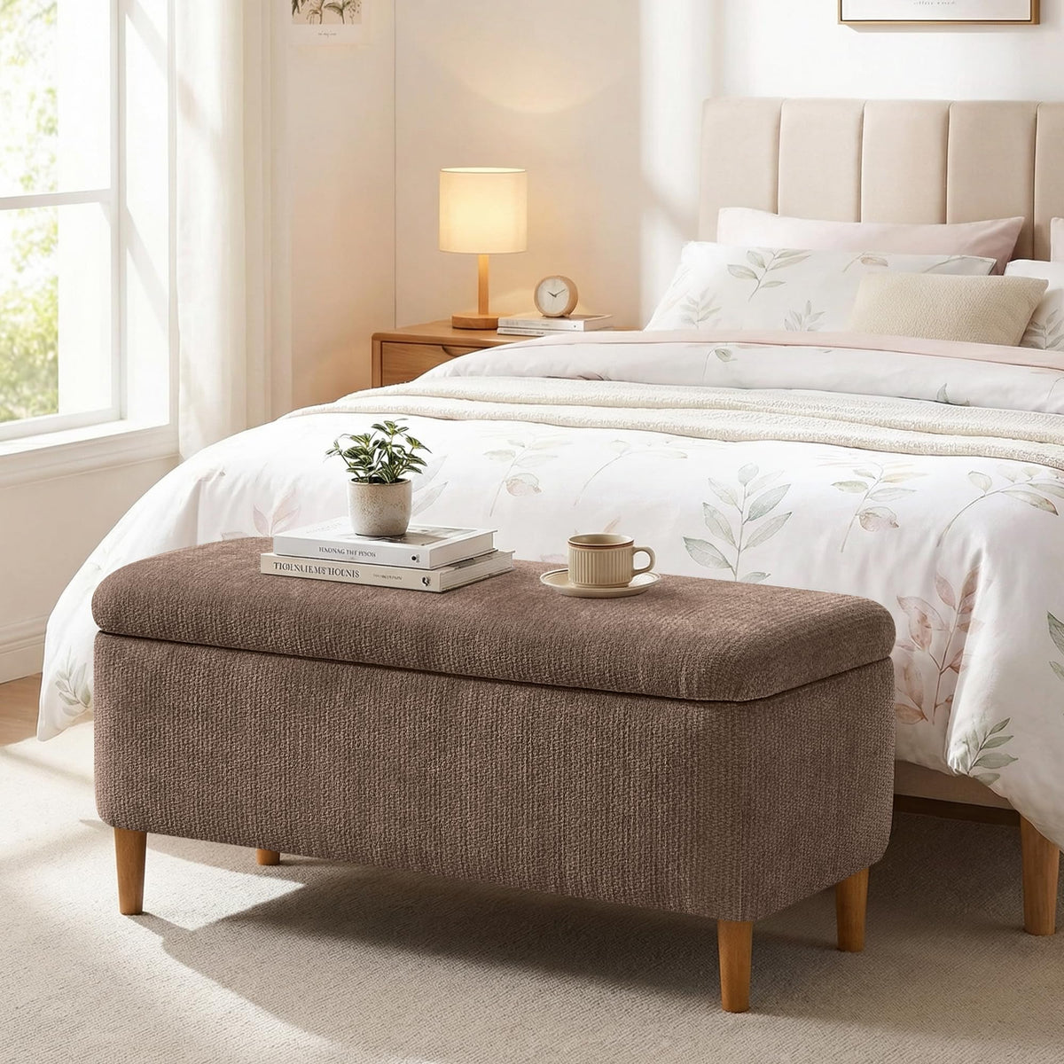 39.4" Ottoman with Storage Upholstered Storage Bench for Living Room
