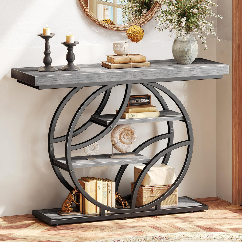 Huuger 41.3 Inch Entryway Table with Artistic Curved Metal Frame,Sofa Table