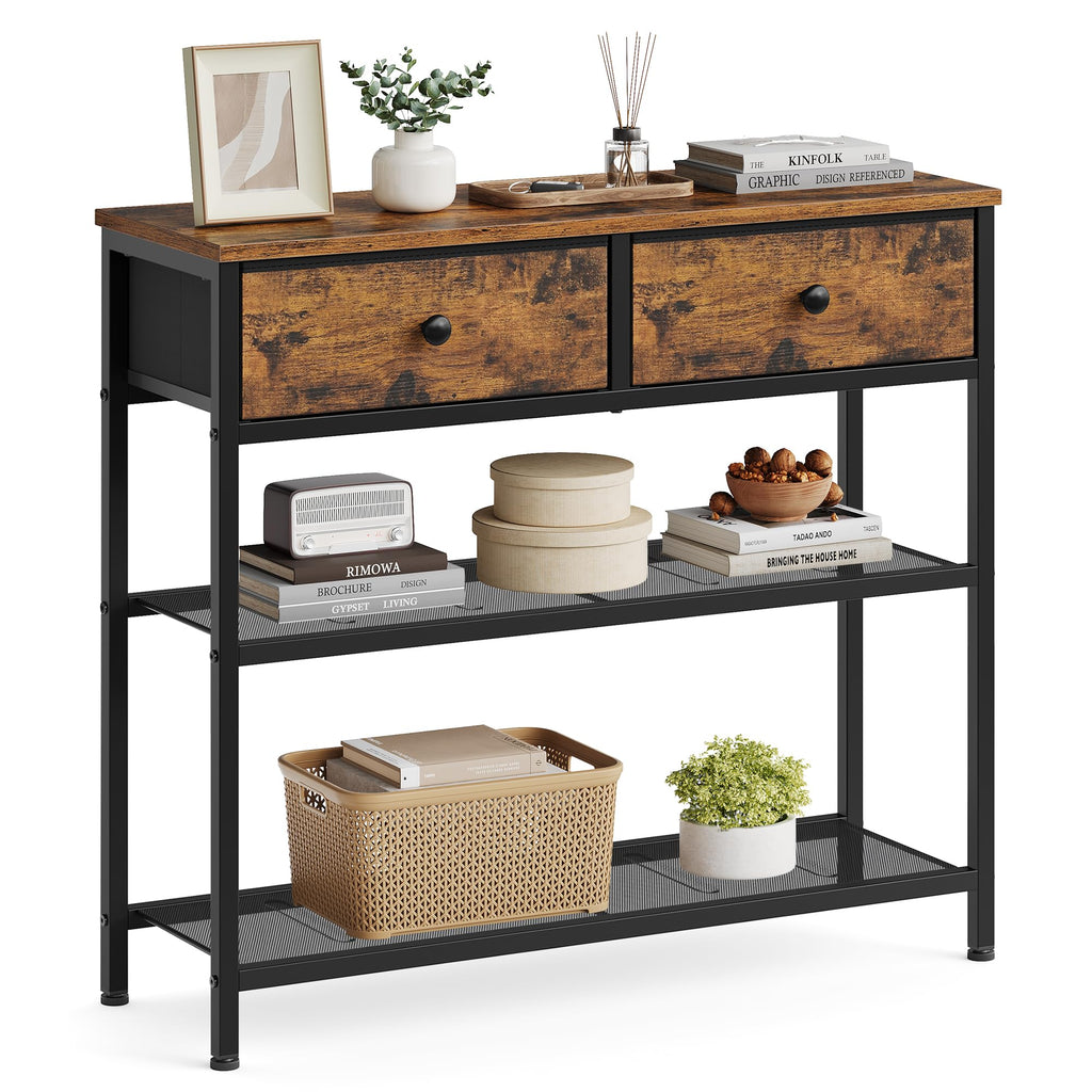 SONGMICS Console Table with 3 Fabric Drawers, Narrow Entryway Furniture