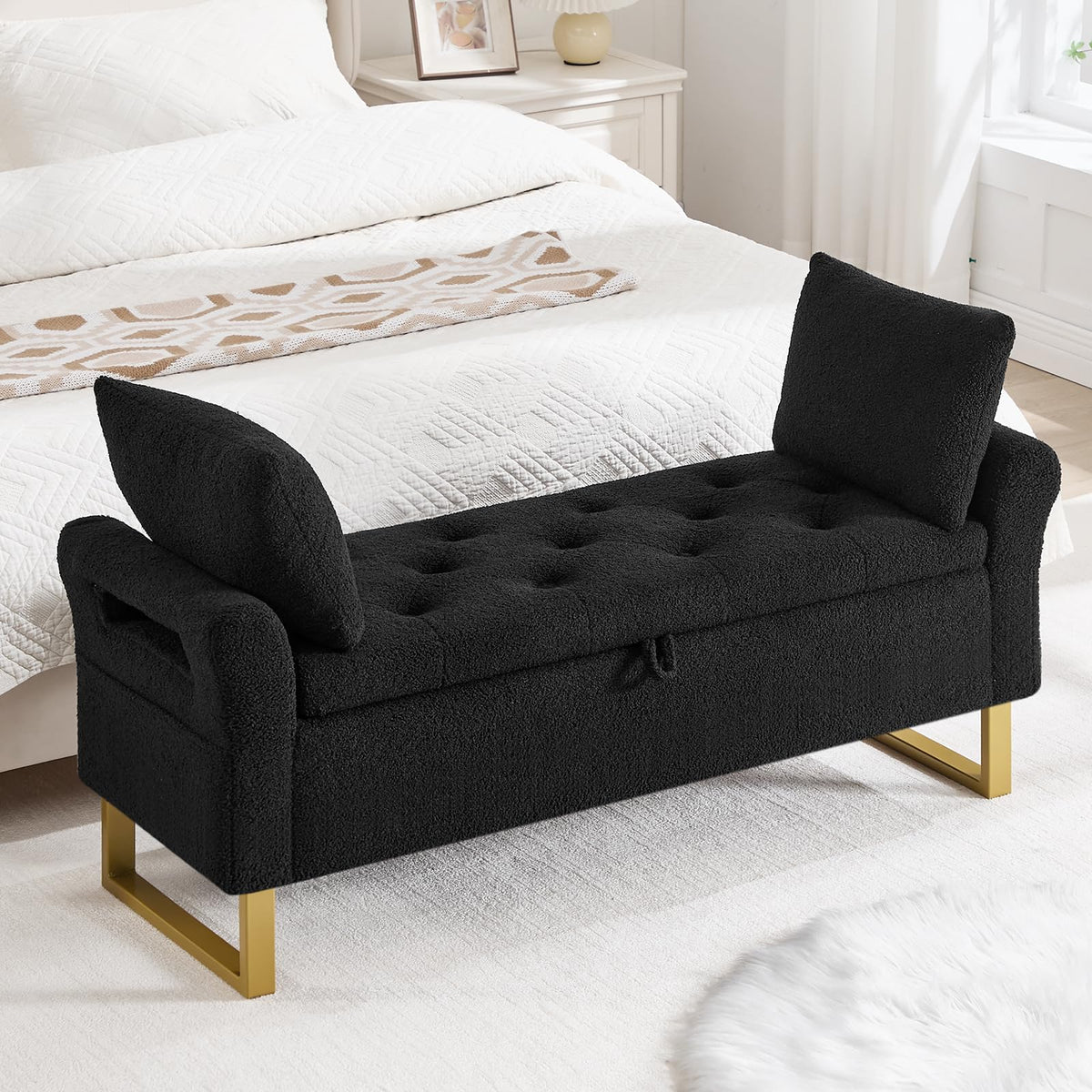 67" King Size End of Bed Storage Bench, Storage Benches for Bedroom, Green