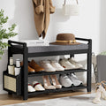 Homaxy 2-Tier Shoe Rack Bench, 28.2 in, Walnut and Light Brown