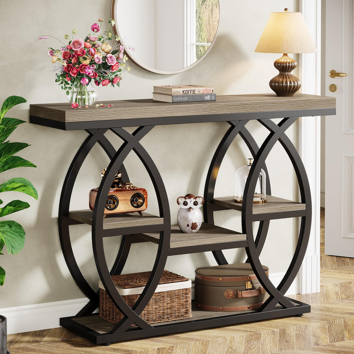 Tribesigns 39.4" Console Table, 4-Tier Sofa Table, Accent Tables, Grey
