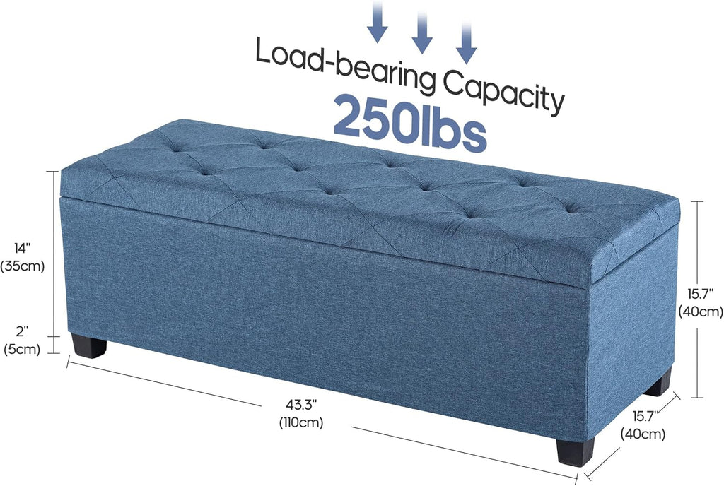 DUMOS Storage Ottoman Bench, 43.3 Inch End of Bed Bench for Living Room